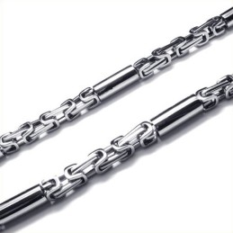 21.9 Inch Titanium Silver Cylindrical Necklace