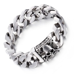 Cuban Titanium Chain Bracelet Men's Titanium Skull Bracelet