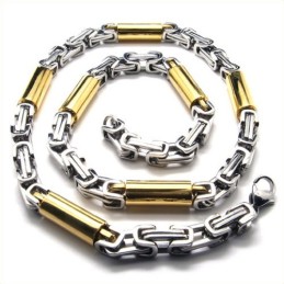 21.9 Inch Titanium Golden Cylindrical Necklace