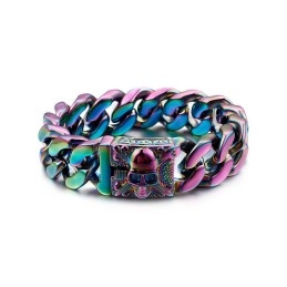 Cuban Titanium Chain Bracelet Men's Titanium Skull Bracelet