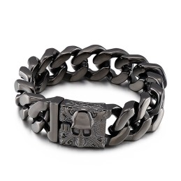 Cuban Titanium Chain Bracelet Men's Titanium Skull Bracelet