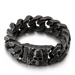 Cuban Titanium Chain Bracelet Men's Titanium Skull Bracelet