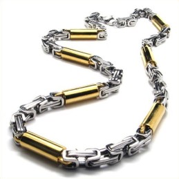 21.9 Inch Titanium Golden Cylindrical Necklace