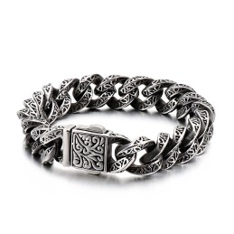 Men's Titanium Bracelet With Vintage Loops And Floral Skulls