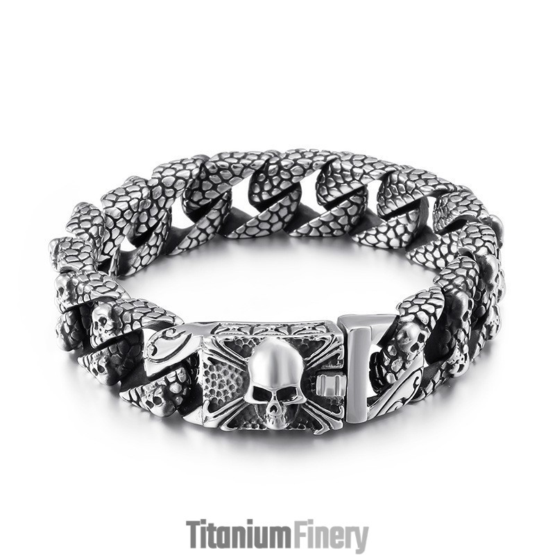 Chic Titanium Cross Bracelet Men's Titanium Skull Bracelet Chic Titanium Cross Bracelet Men's Titanium Skull Bracelet