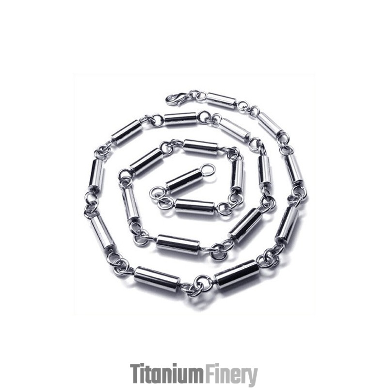 19.7 Inch Titanium Cylinder Necklace