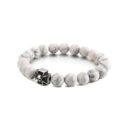 Handmade Beaded Bracelet Stretch Rope White Turquoise Titanium Skull String Bracelet