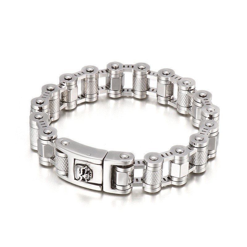 Cool Skull Bicycle Chain Titanium Bracelet For Men Cool Skull Bicycle Chain Titanium Bracelet For Men