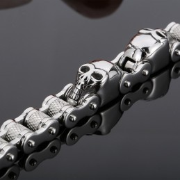 Cool Skull Bicycle Chain Titanium Bracelet For Men