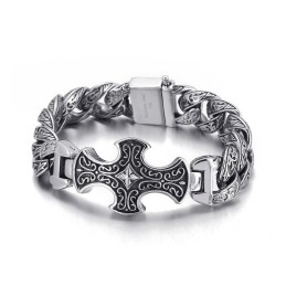 Vintage Pattern Cross Men's Titanium Bracelet
