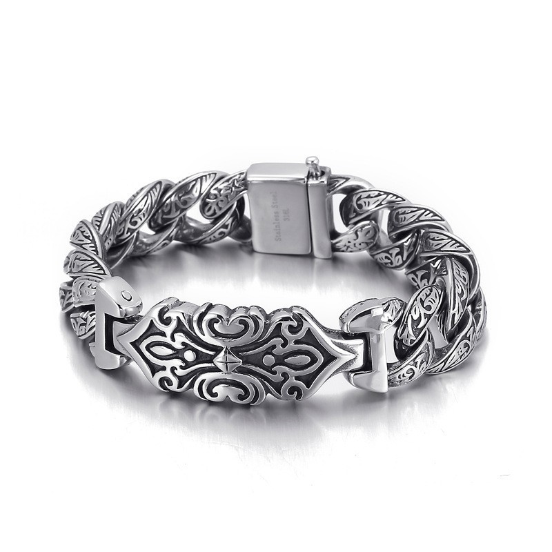 Vintage Pattern Cross Men's Titanium Bracelet Vintage Pattern Cross Men's Titanium Bracelet