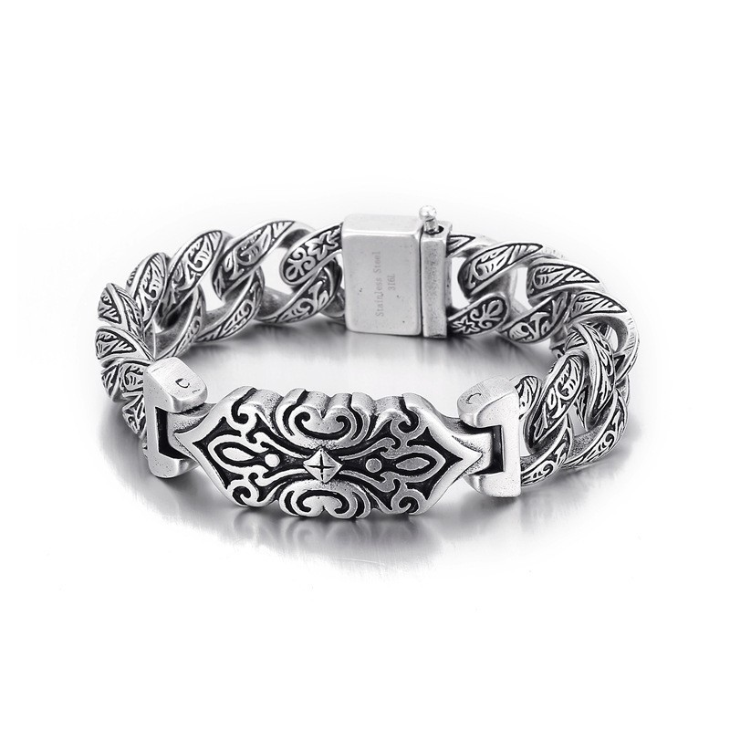 Vintage Pattern Cross Men's Titanium Bracelet Vintage Pattern Cross Men's Titanium Bracelet