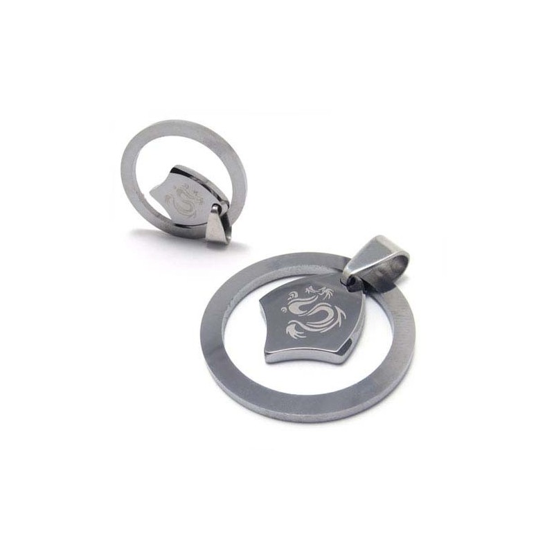 New Style Dragon Circle Tungsten Pendant (Free Chain)