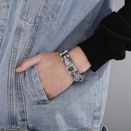 New Animal Series Jewelry Exaggerated Cool Lion Head Titanium Men's Biker Bracelet