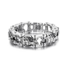 New Animal Series Jewelry Exaggerated Cool Lion Head Titanium Men's Biker Bracelet