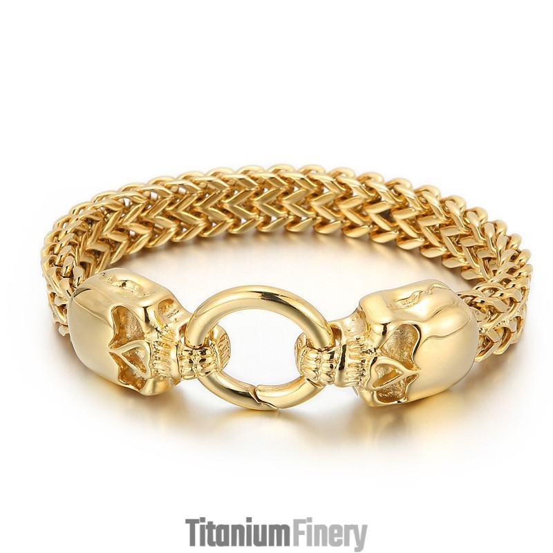 Cool Skull Titanium Bracelet For Men