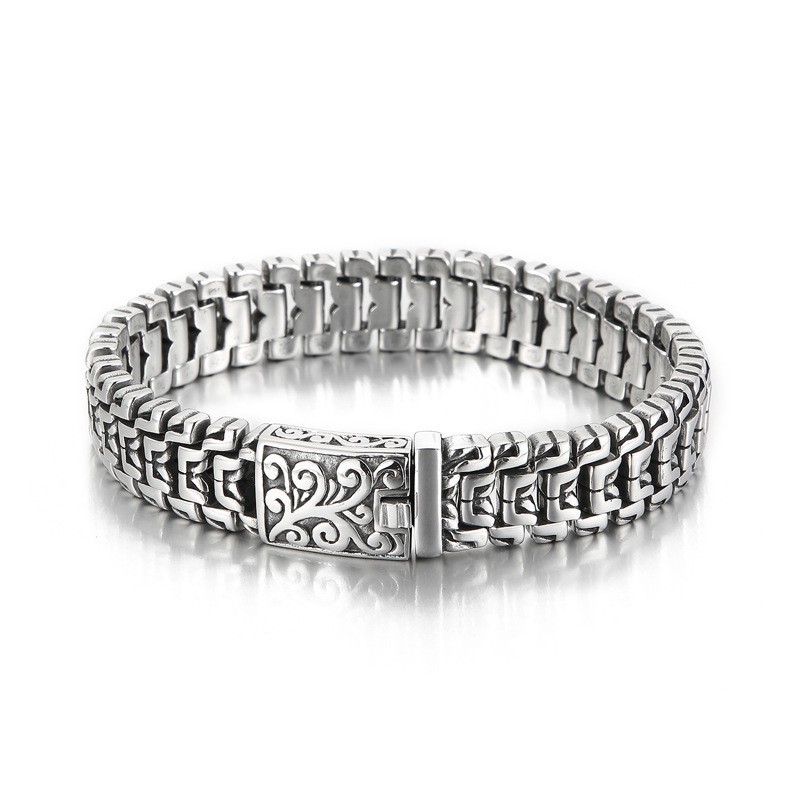 Popular Cool Hip Hop Floral Men's Titanium Bracelet