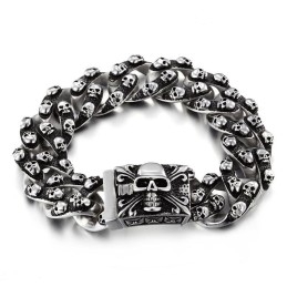 Cool Retro Skull Men's Titanium Bracelet Rock Chic Ghost Head Bracelet Tide Men's Accessories