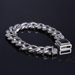 Rosette Vintage Men's Bracelet Titanium Bracelet With Black Gems