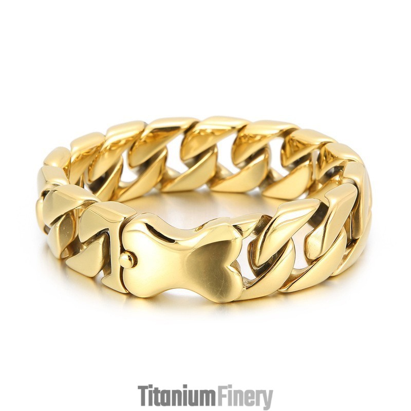 New Cuban Chain Cool Bone Type Insert Clasp Polished Men's Bracelet New Cuban Chain Cool Bone Type Insert Clasp Polished Men's Bracelet