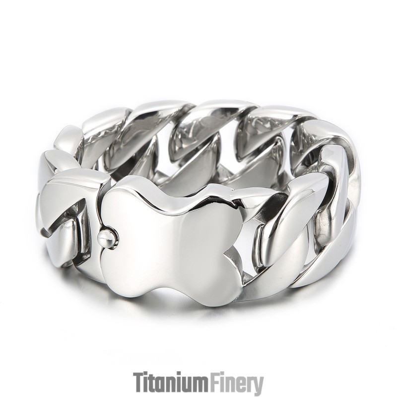 New Cuban Bracelet Cool Bone Insert Polished Men's Bracelet New Cuban Bracelet Cool Bone Insert Polished Men's Bracelet