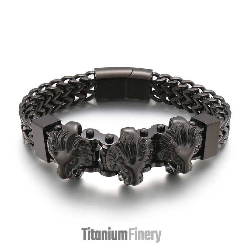 Bully Skull Wolf Head Lion Head Men's Titanium Bracelet Mixed Batch