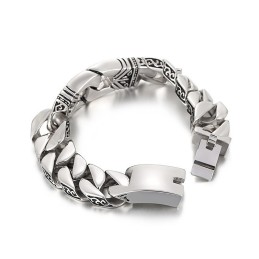 Retro Chic Wind Pattern Portrait Casting Pattern Edge Titanium Bracelet For Men