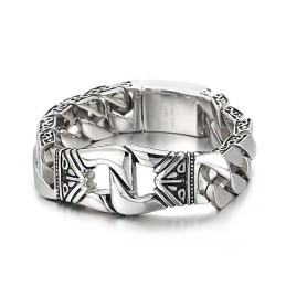 Retro Chic Wind Pattern Portrait Casting Pattern Edge Titanium Bracelet For Men
