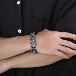 Vintage Cool Lion Head Titanium Bracelet For Men