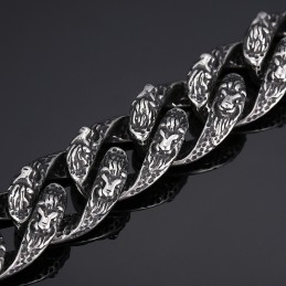Vintage Cool Lion Head Titanium Bracelet For Men