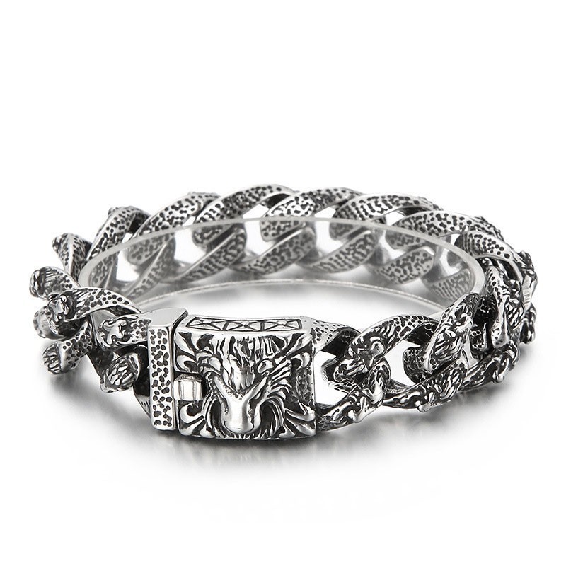 Vintage Cool Lion Head Titanium Bracelet For Men Vintage Cool Lion Head Titanium Bracelet For Men