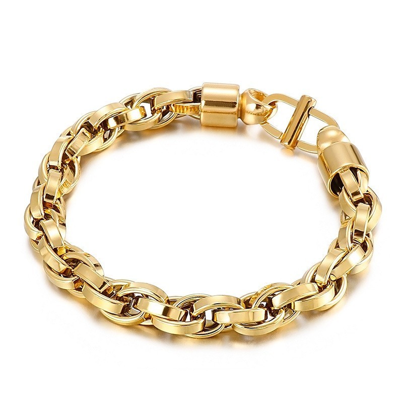 Oval Twist Chain Day Character Clasp Titanium Bracelet For Men Oval Twist Chain Day Character Clasp Titanium Bracelet For Men