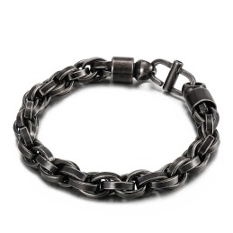Men's Oval Twist Necklace With Sunburst Clasp Titanium Bracelet