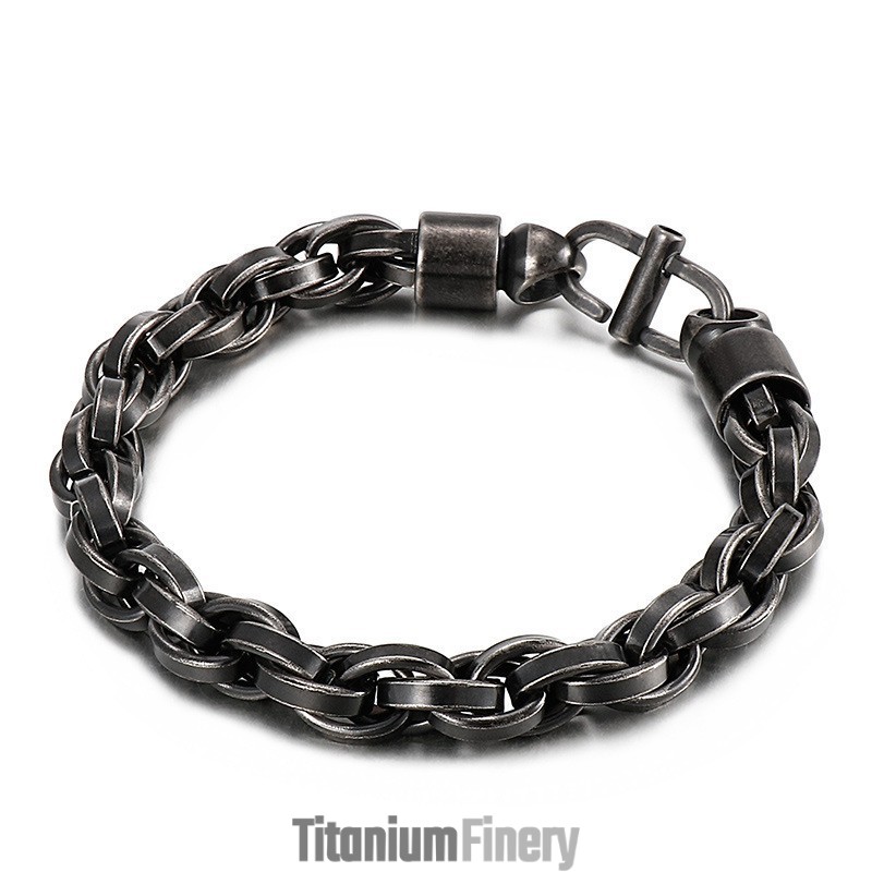 Men's Oval Twist Necklace With Sunburst Clasp Titanium Bracelet Men's Oval Twist Necklace With Sunburst Clasp Titanium Bracelet