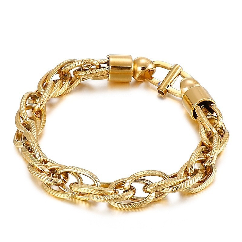 Men's Oval Twist Necklace With Sunburst Clasp Titanium Bracelet Men's Oval Twist Necklace With Sunburst Clasp Titanium Bracelet