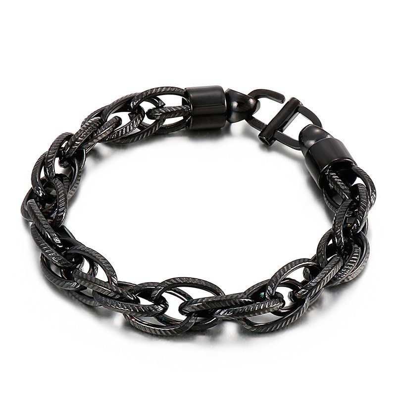 Men's Oval Twist Necklace With Sunburst Clasp Titanium Bracelet Men's Oval Twist Necklace With Sunburst Clasp Titanium Bracelet