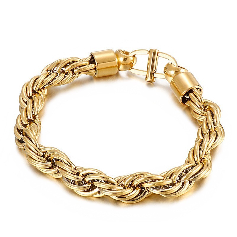 Men's Oval Twist Necklace With Sunburst Clasp Titanium Bracelet