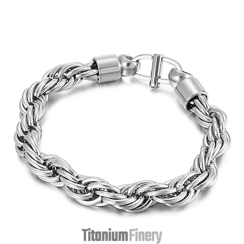 Men's Oval Twist Necklace With Sunburst Clasp Titanium Bracelet Men's Oval Twist Necklace With Sunburst Clasp Titanium Bracelet
