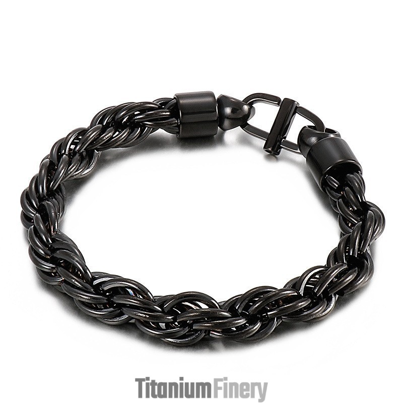 Men's Oval Twist Necklace With Day Buckle Titanium Bracelet Men's Oval Twist Necklace With Day Buckle Titanium Bracelet