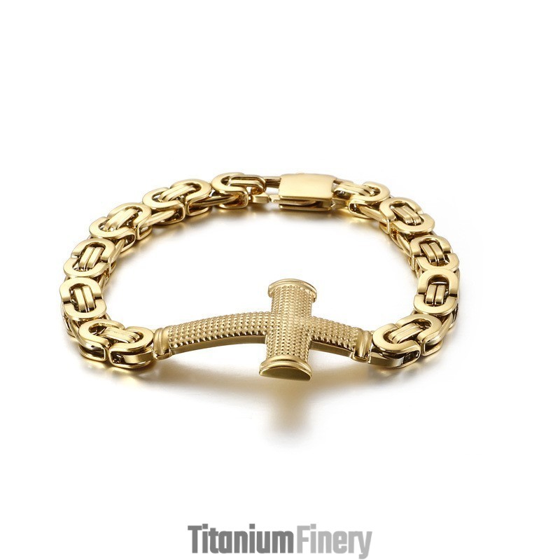 Popular Fashion Street Cross Back Chain Titanium Men's Bracelet Popular Fashion Street Cross Back Chain Titanium Men's Bracelet