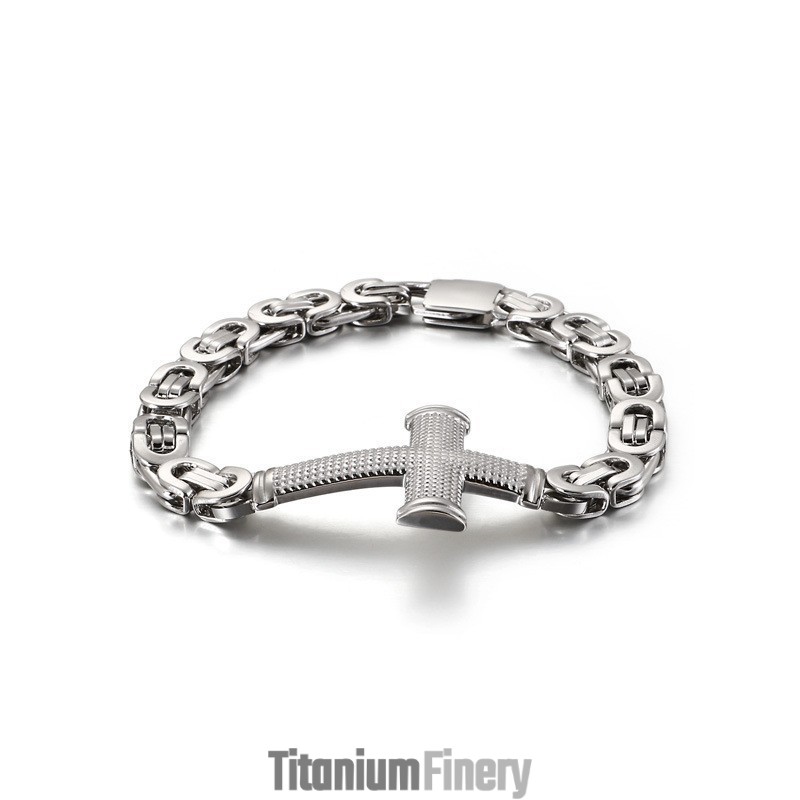 Popular Fashion Street Cross Back Chain Titanium Bracelet For Men Popular Fashion Street Cross Back Chain Titanium Bracelet For Men