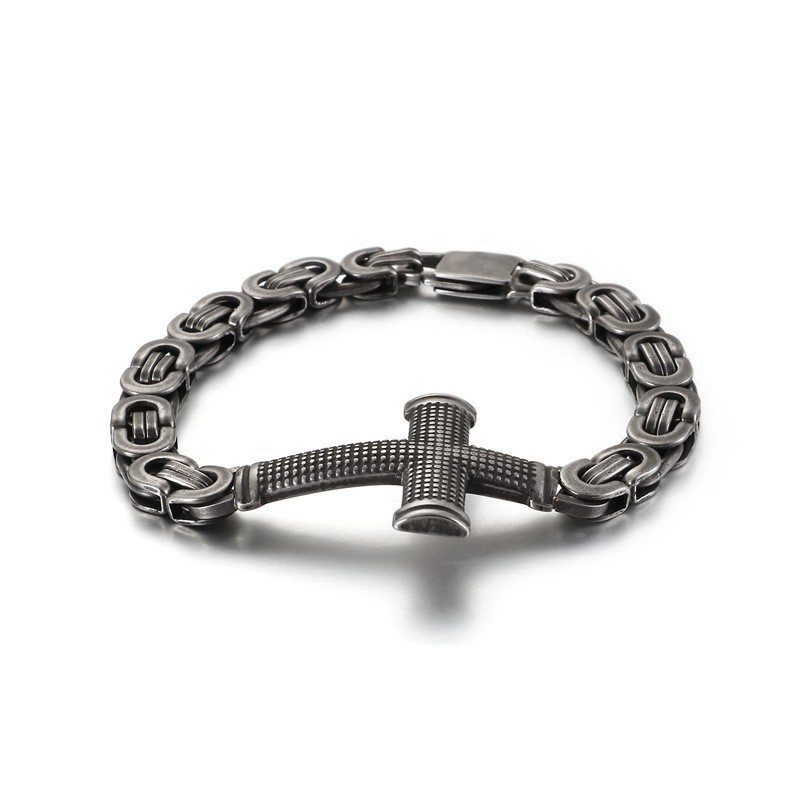 Popular Fashion Street Cross Back Chain Titanium Bracelet For Men Popular Fashion Street Cross Back Chain Titanium Bracelet For Men