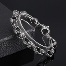 Popular Retro New Listing Black Hand Pulling Pattern Titanium Men's Bracelet