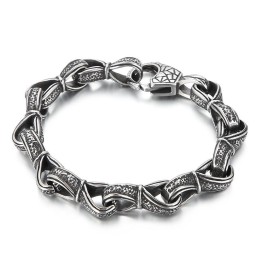 Popular Retro New Listing Black Hand Pulling Pattern Titanium Men's Bracelet