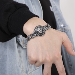 New Casting Jewelry Retro Cool Chief Pattern Titanium Men's Bracelet