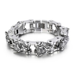 Animal Series Tide Hand Jewelry Fashion Rock Hip-Hop Street Wolf Head Biker Titanium Men's Bracelet