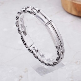 Titanium Cross With Diamonds Bracelet For Men Titanium Vintage Jewelry