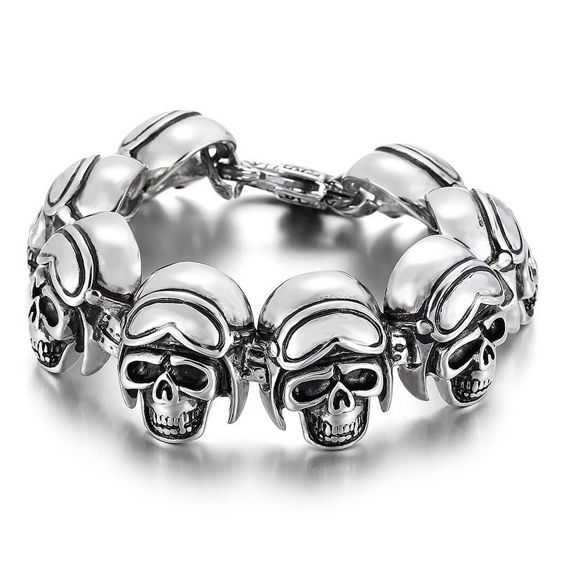 Vintage Cool Rock Skull Titanium Bracelet For Men Vintage Cool Rock Skull Titanium Bracelet For Men