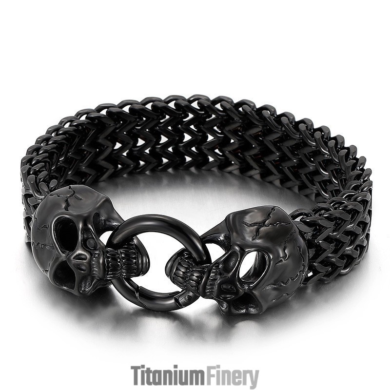 Chic Trendy Titanium Skull Bracelet For Sale
