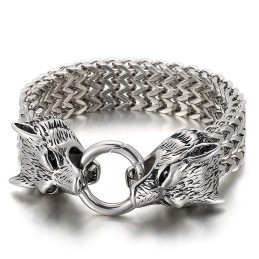 Chic Trendy Titanium Wolf Head Bracelet